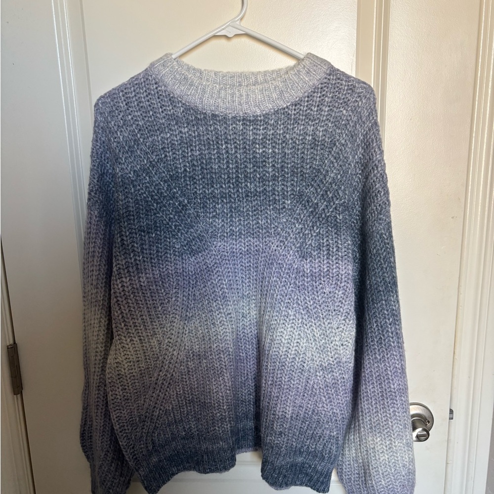 a new day Women's Ombre Knit Sweater - Purple Gray and White